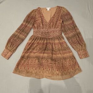 House of Harlow 1960 Bohemian Tan and Pink Dress